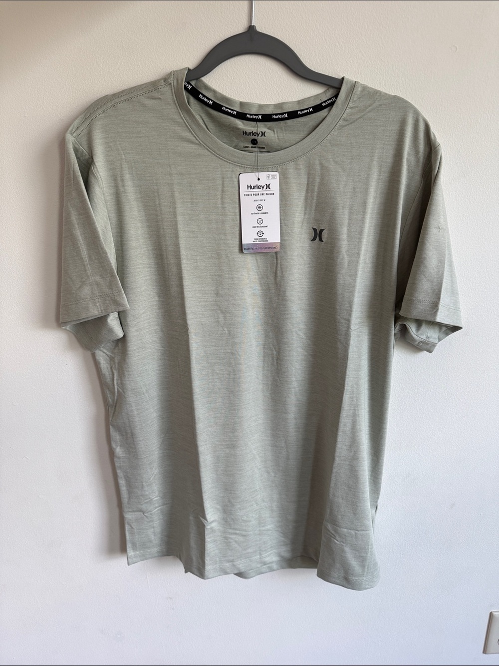 Hurley Men's Light Sage Green Short Sleeve Crew Tee